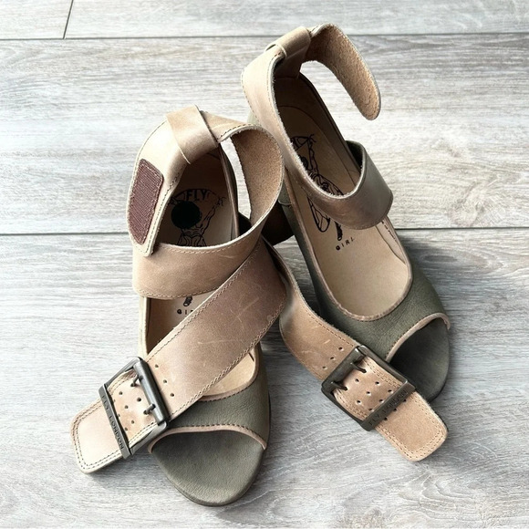 Fly London Sage Green Leather Ankle Strap Sandal Made in Portugal - Picture 13 of 14